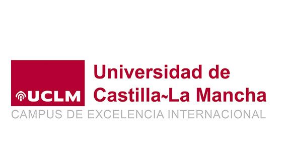 Logotipo de la Universidad de Castilla-La Mancha con el lema "Campus de Excelencia Internacional" sobre fondo blanco.